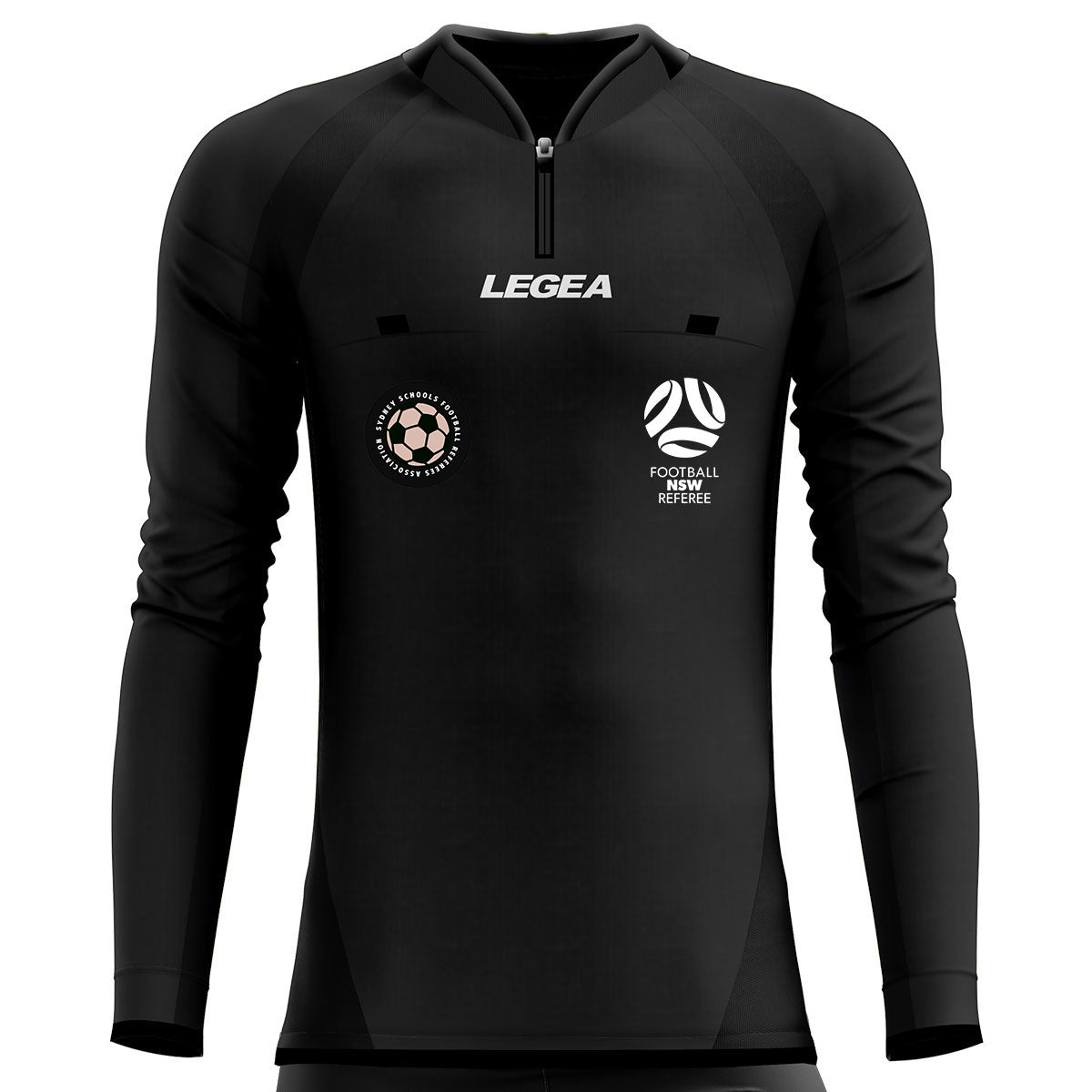 Sydney Schools Football Referees Arbitro Drive Referee Jersey Long Sleeve Black