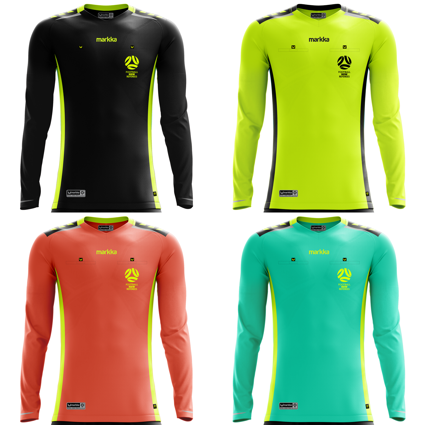 FNSW Referees Branch Bosko Referee Jersey Long Sleeve 4-Pack