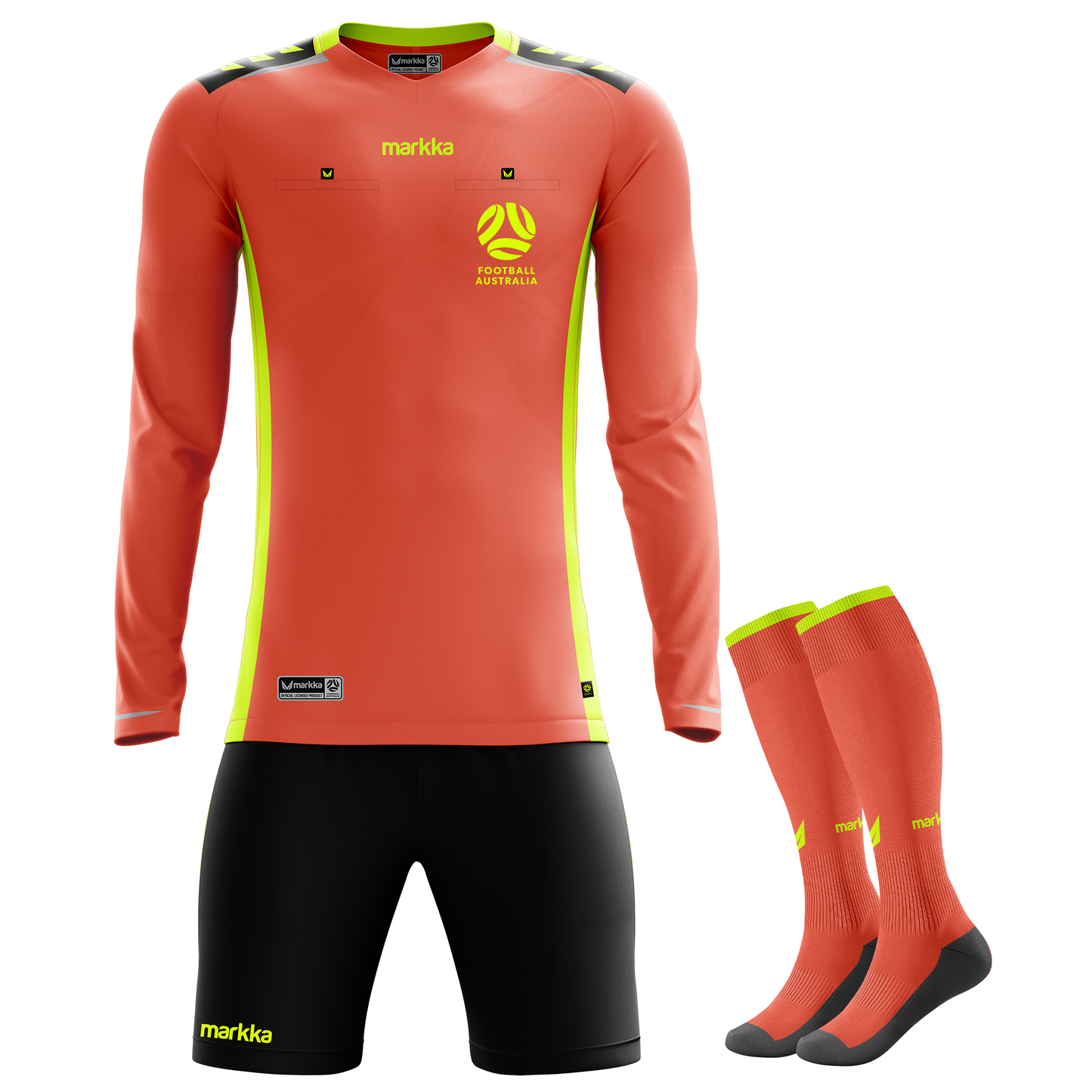 Football Australia Womens Bosko Referee Kit Long Sleeve Fluro Coral