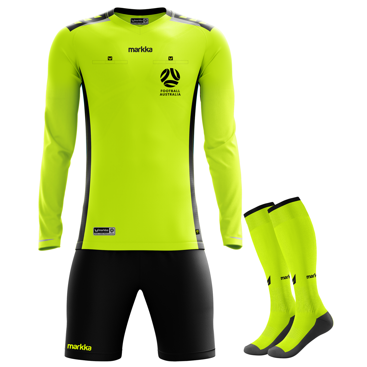 Football Australia Womens Bosko Referee Kit Long Sleeve Fluro Yellow