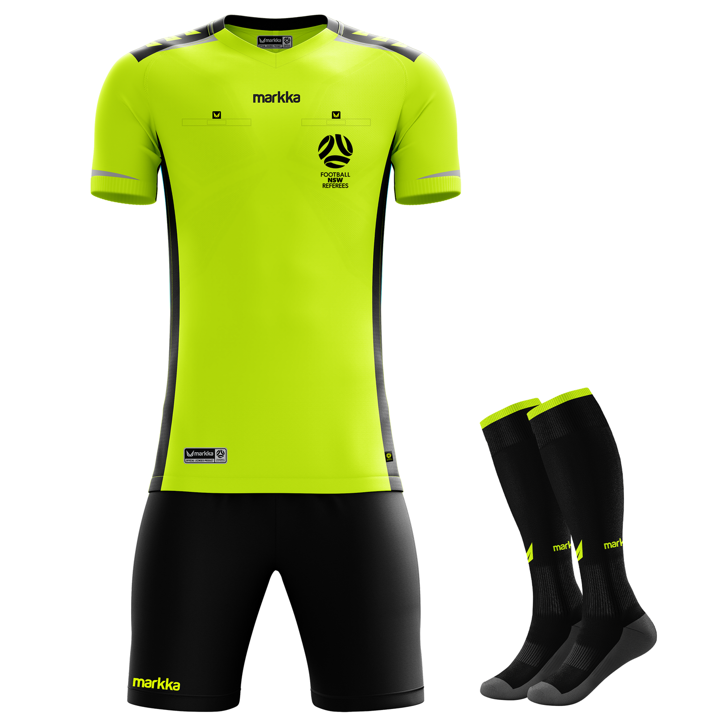 FNSW Referees Branch Womens Bosko Referee Kit Short Sleeve Fluro Yellow