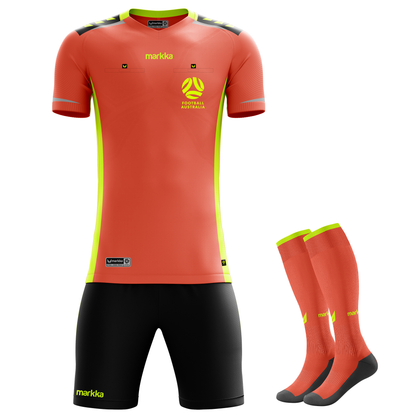 Football Australia Bosko Referee Kit Short Sleeve Fluro Coral