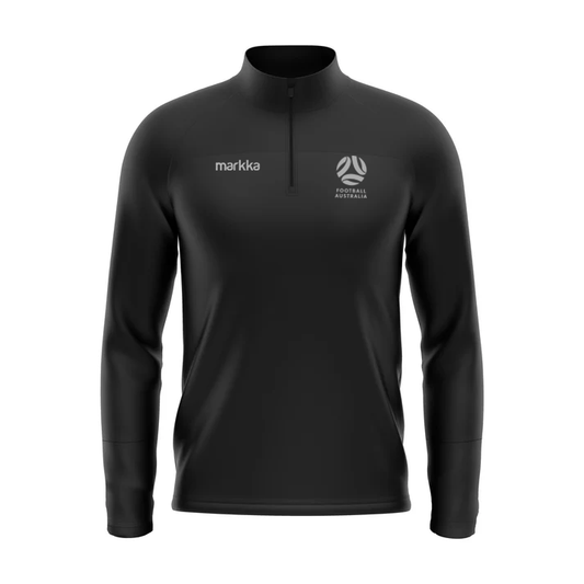 Football Australia Kwart Midlayer Training Stretch Knit Black / Black