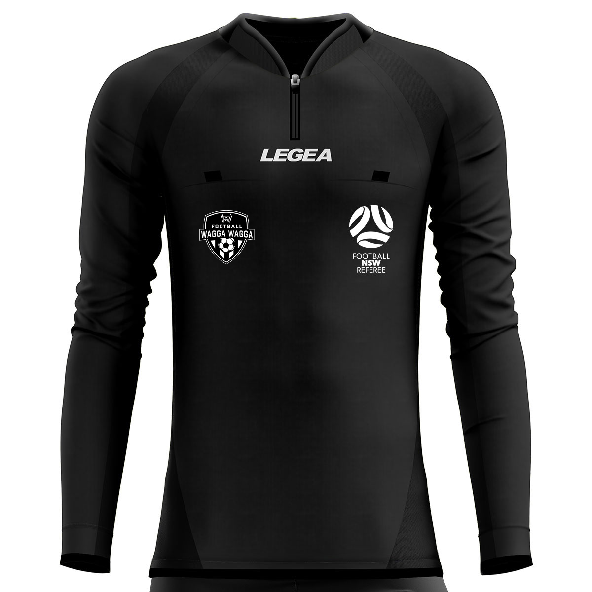 Football Wagga Referee Arbitro Drive Referee Jersey Long Sleeve Black