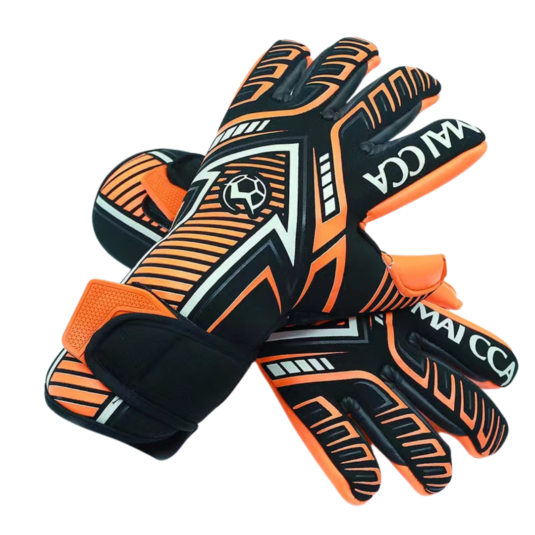 Finger Protection Goalkeeper Gloves Black and Orange