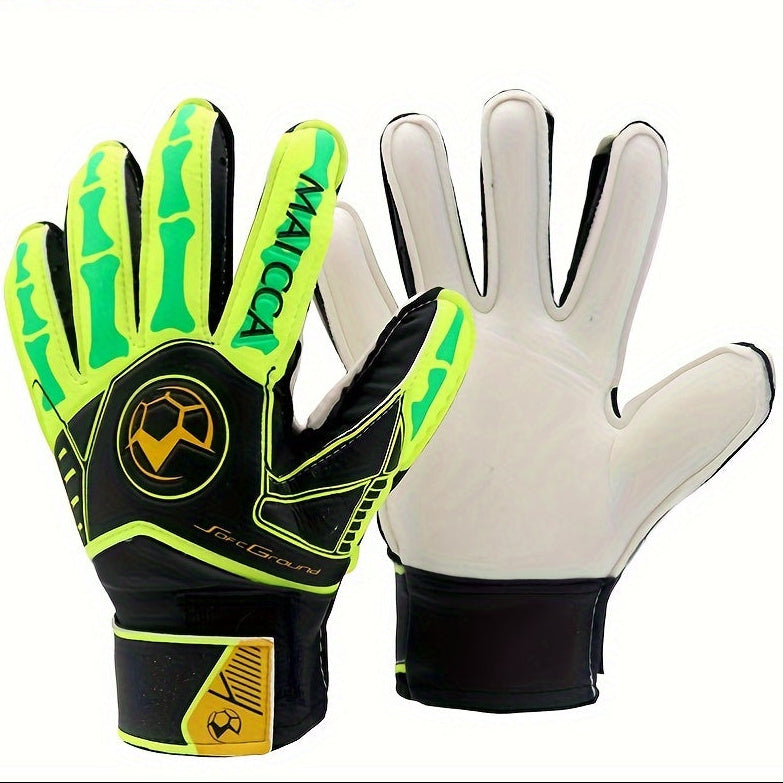 Maicca Goalkeeper Gloves With Bones Fluro Yellow, Green and Black