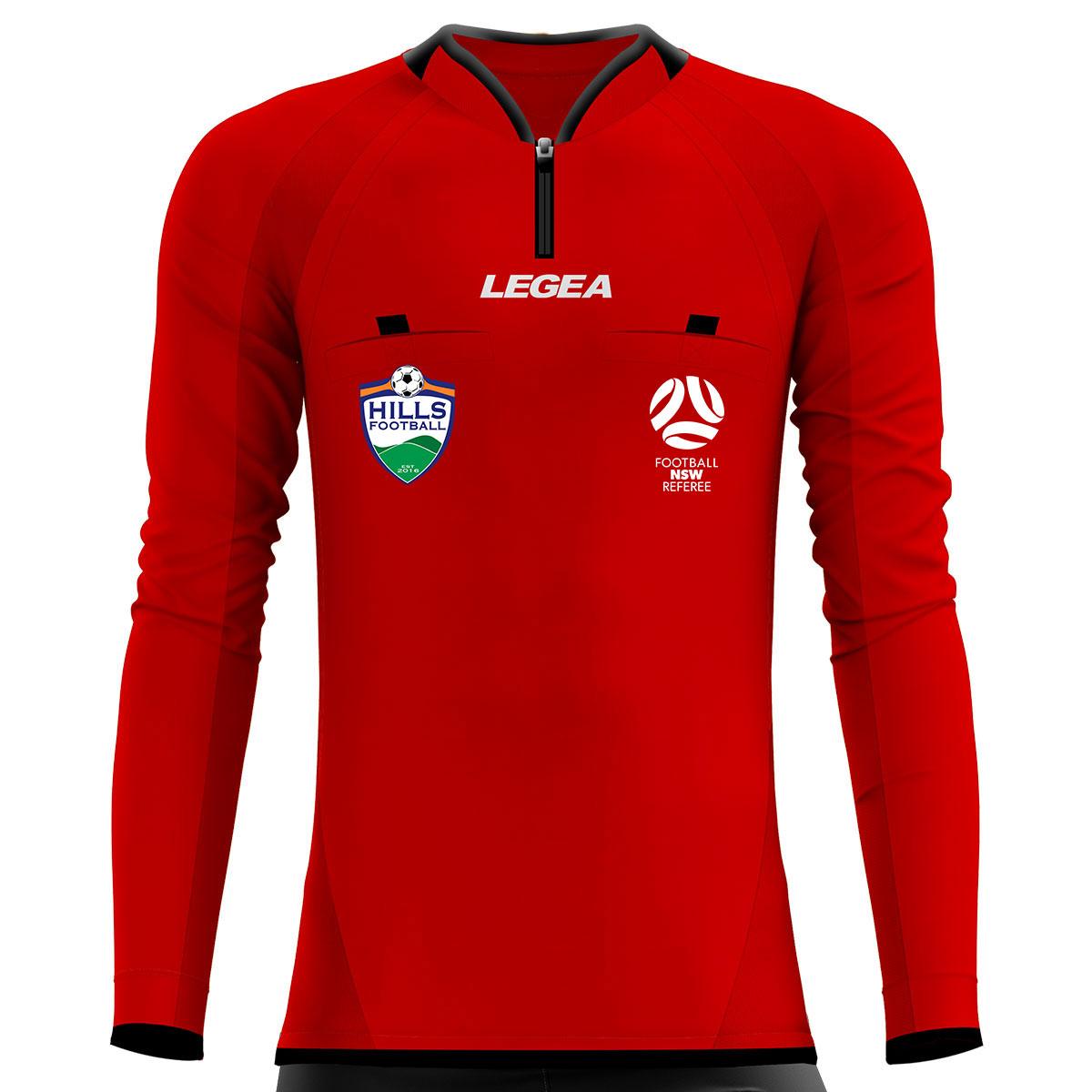 Hills Football Referees Arbitro Drive Long Sleeve Jersey Red - Legea Australia